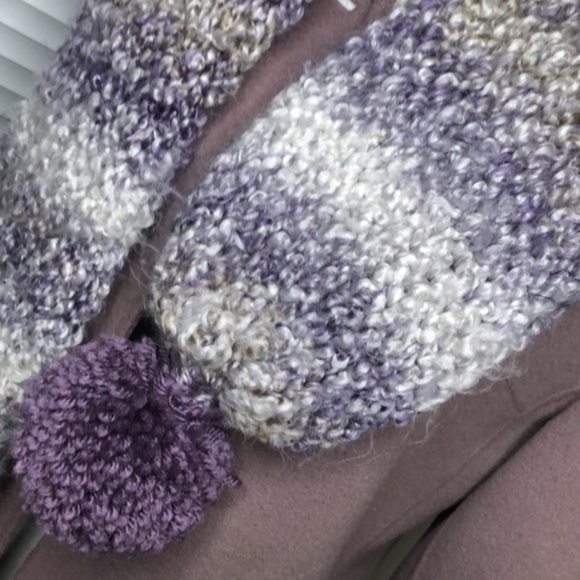 POM SCARF | Lavendar + white soft knit pom scarf one size - Picture 2 of 2